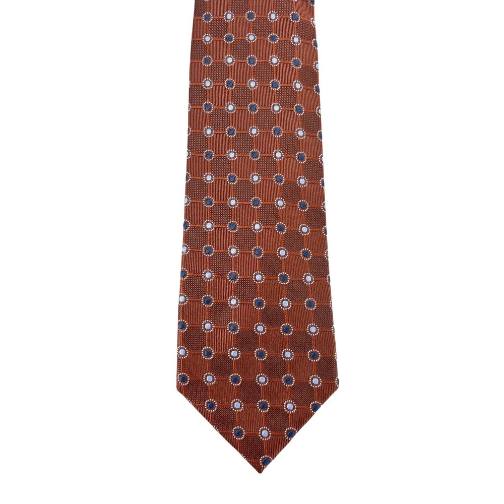 Jos A Bank Executive Collection Silk Tie Brown Blue Geometric Extra Long 64"x3.5